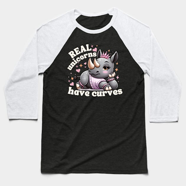 Real Unicorns Have Curves Baseball T-Shirt by Annabelhut